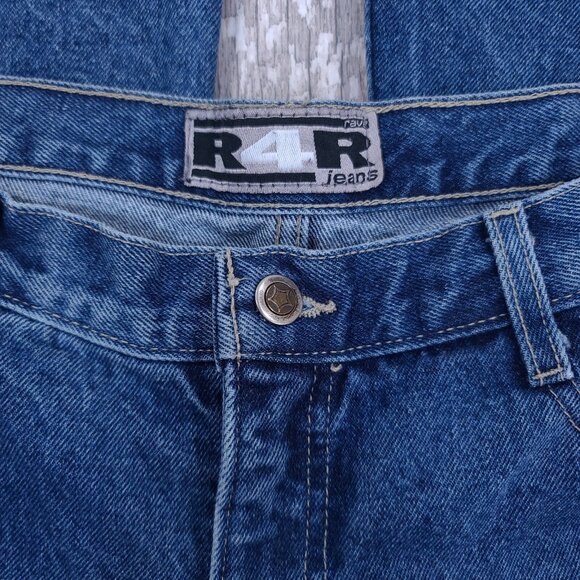 Vintage Rave R4R Jeans Womens 11 Blue Mid Rise Super Flare Leg Denim Y2K Hippy - Picture 6 of 8